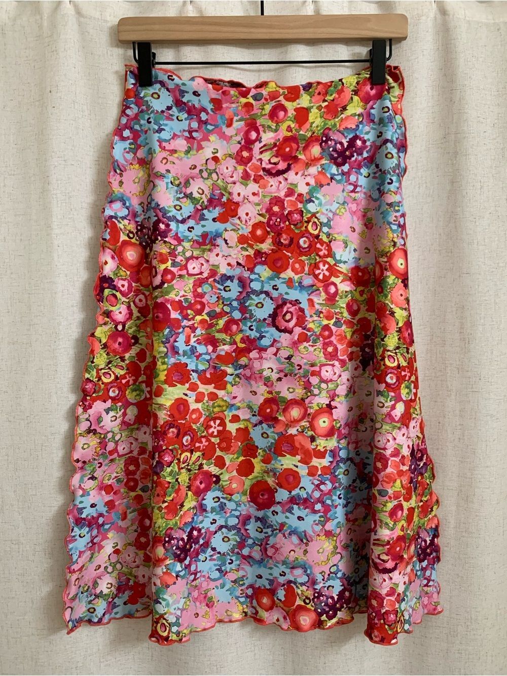 Haystacks Michigan Reversible Bias Long Floral A-Line Midi Skirt in Pink Multi